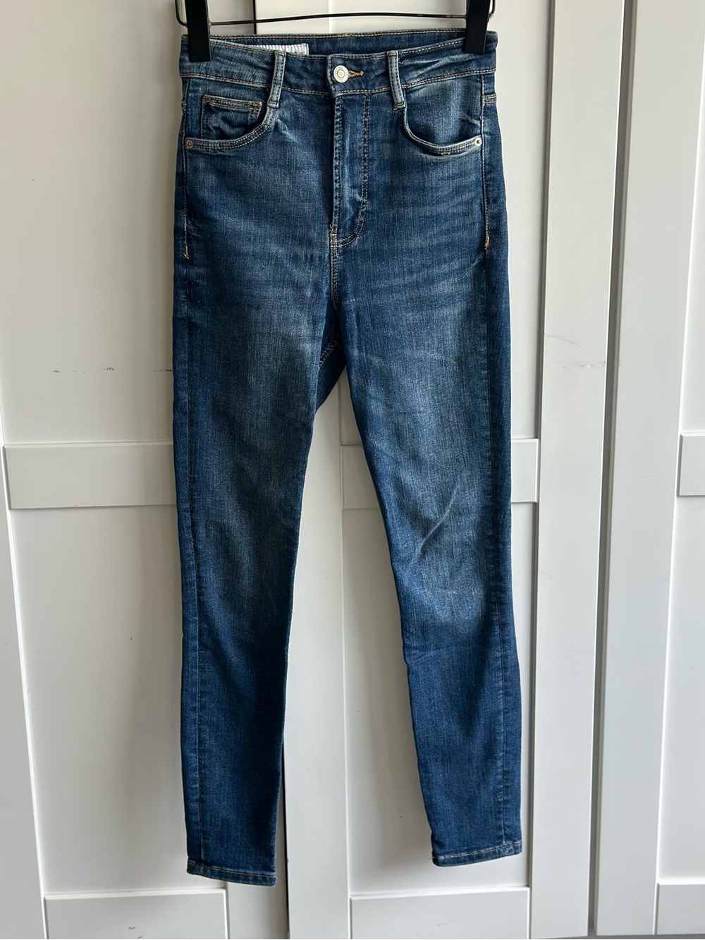 Zara High Waisted Skinny Jeans Medium Dark Wash Size 2